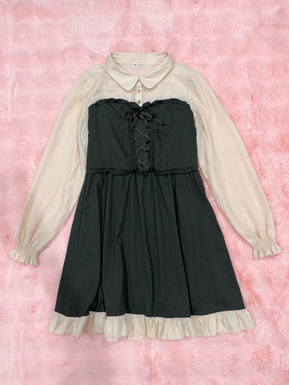 Axes Femme Green Coquette Long Sleeve Dress